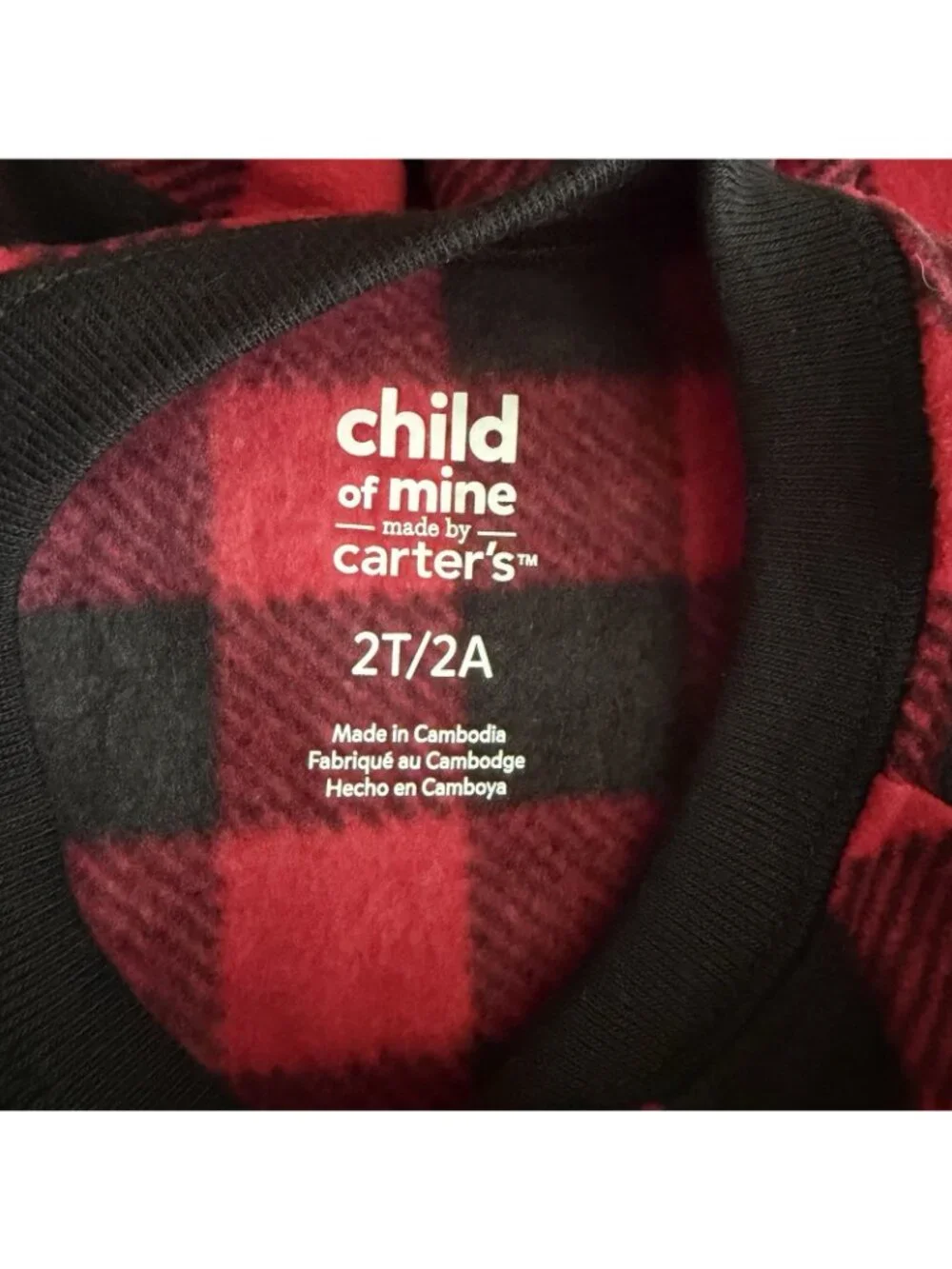 Just One You By Carter's 2T Reindeer Red Plaid Microfleece Pajamas NWT